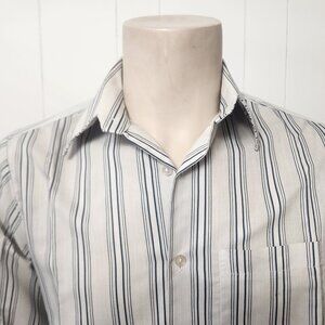 men's 1950s shirt M grey blue stripe Archer exc cond